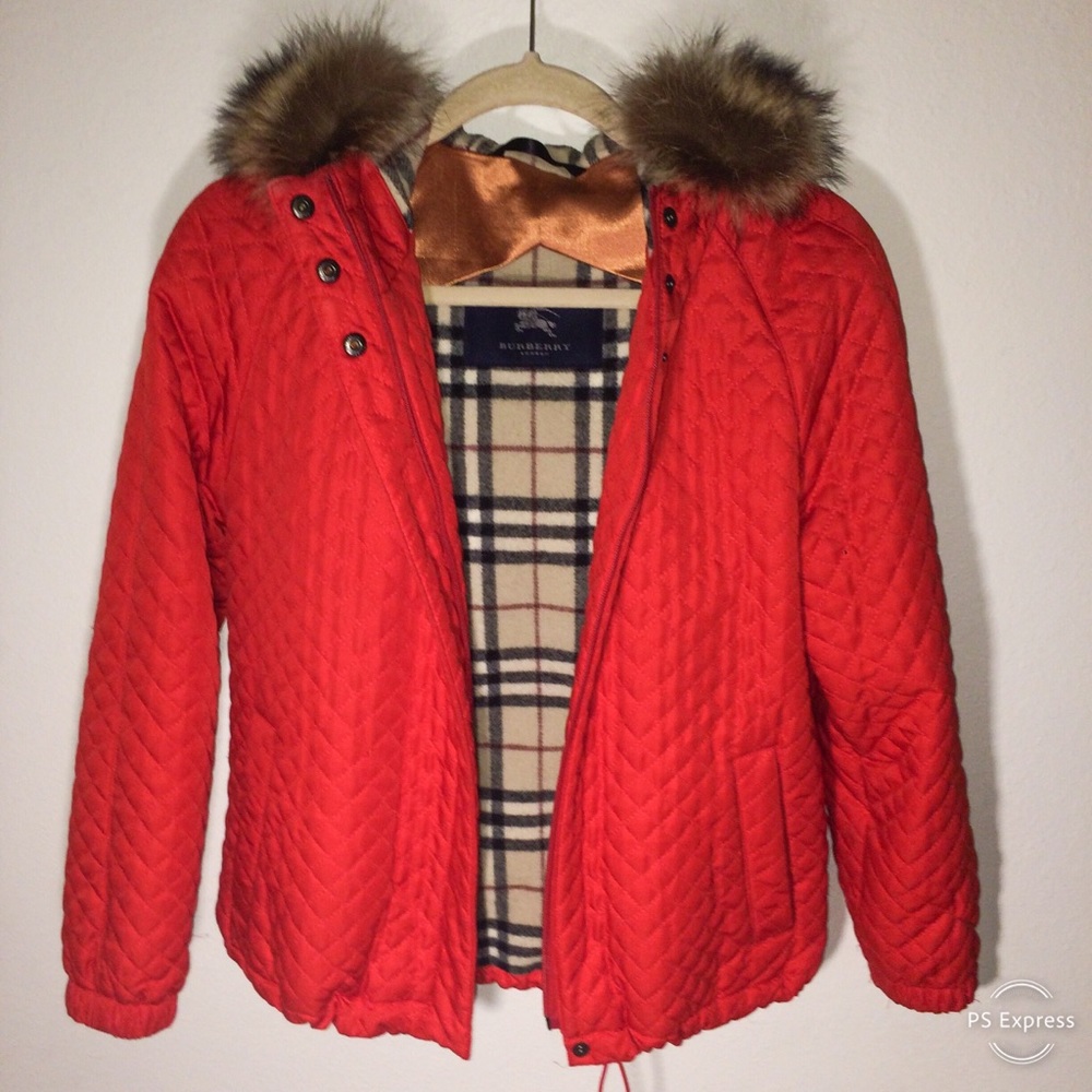Burberry Red Quilted Jacket